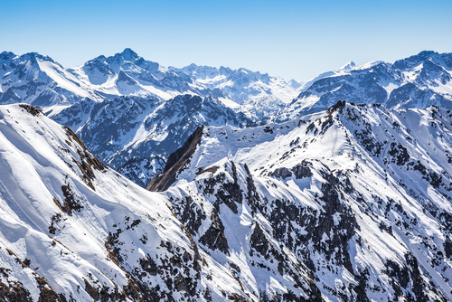 snow on mountains